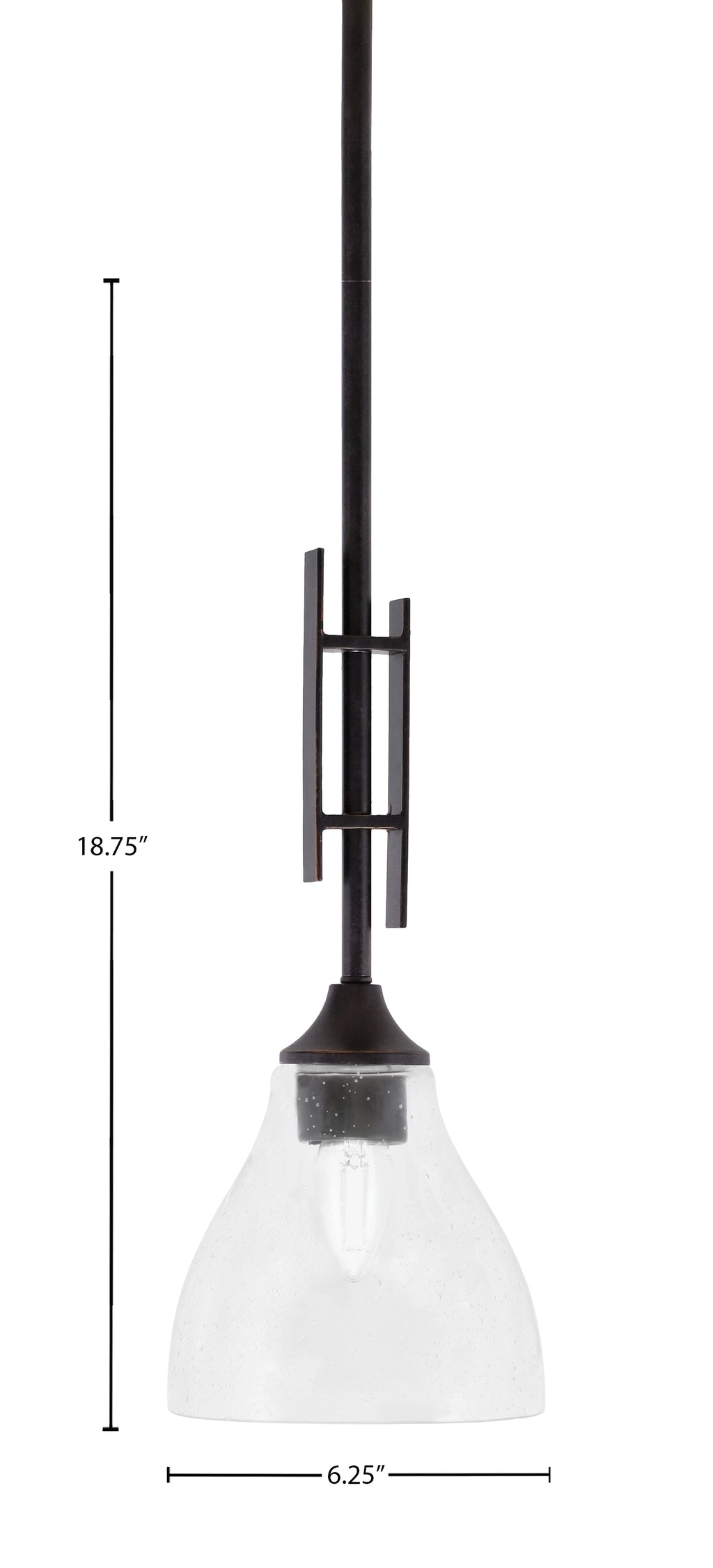 Uptowne One Light Mini Pendant in Dark Granite with 6.25" Clear Bubble Shade