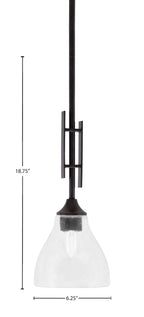 Uptowne One Light Mini Pendant in Dark Granite with 6.25" Clear Bubble Shade