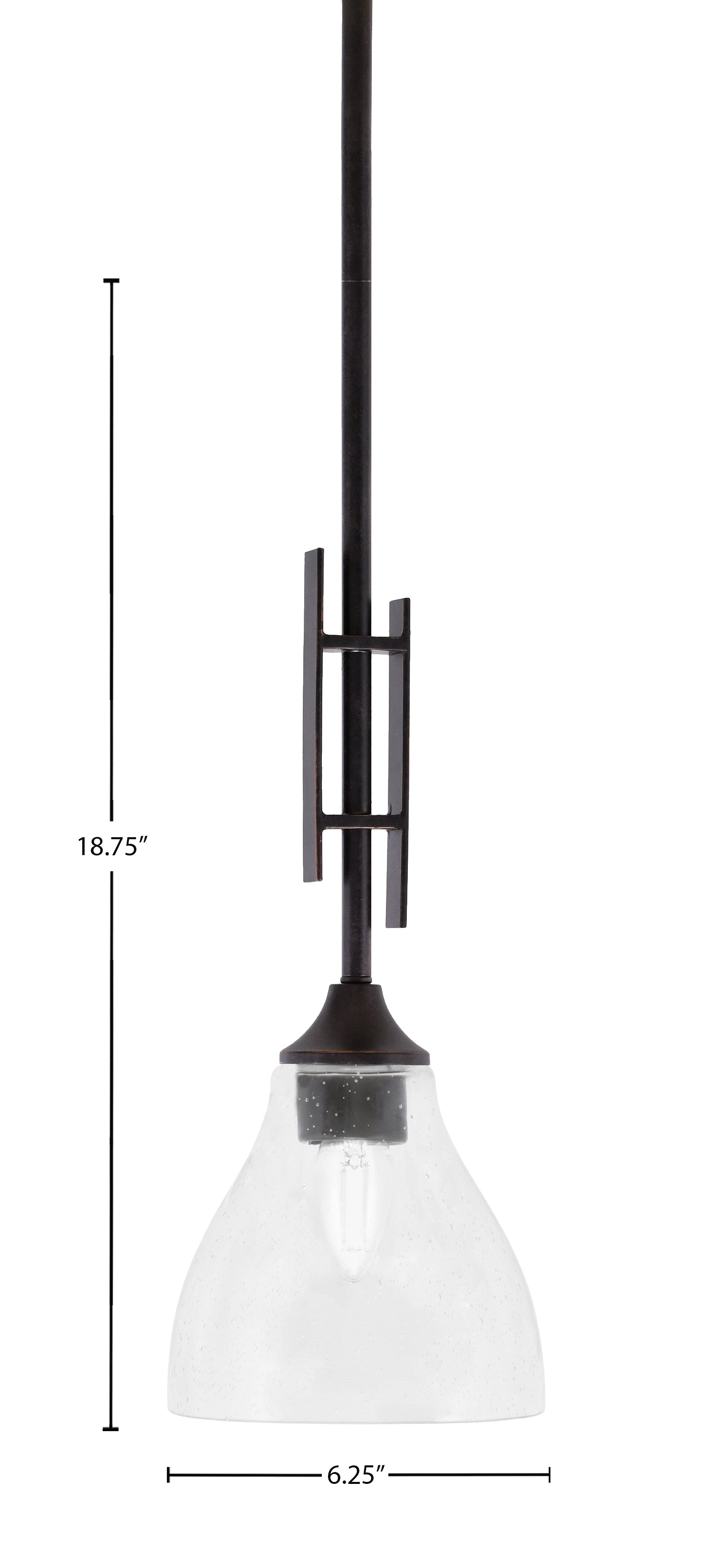 Uptowne One Light Mini Pendant in Dark Granite with 6.25" Clear Bubble Shade