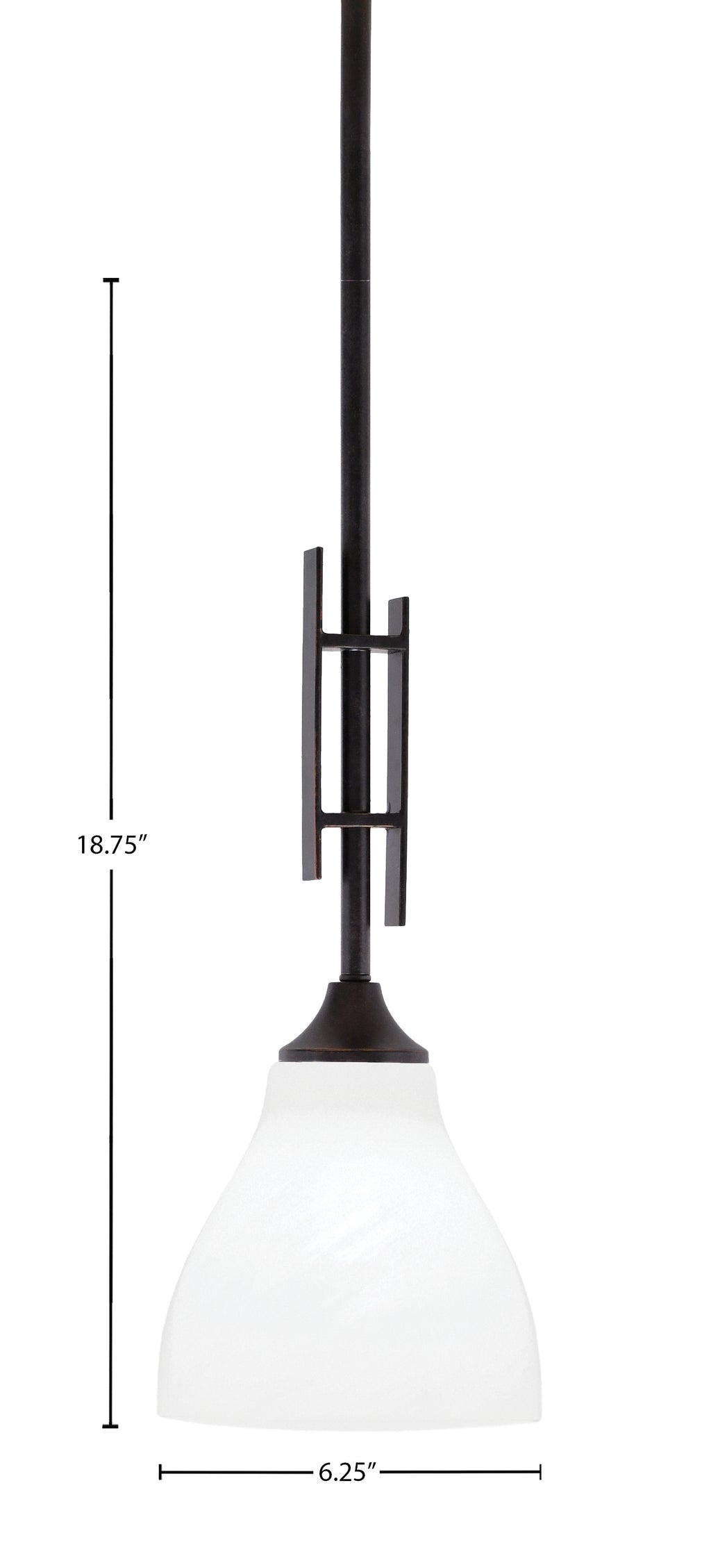 Uptowne One Light Mini Pendant in Dark Granite with 6.25" White Marble Shade