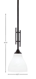 Uptowne One Light Mini Pendant in Dark Granite with 6.25" White Marble Shade