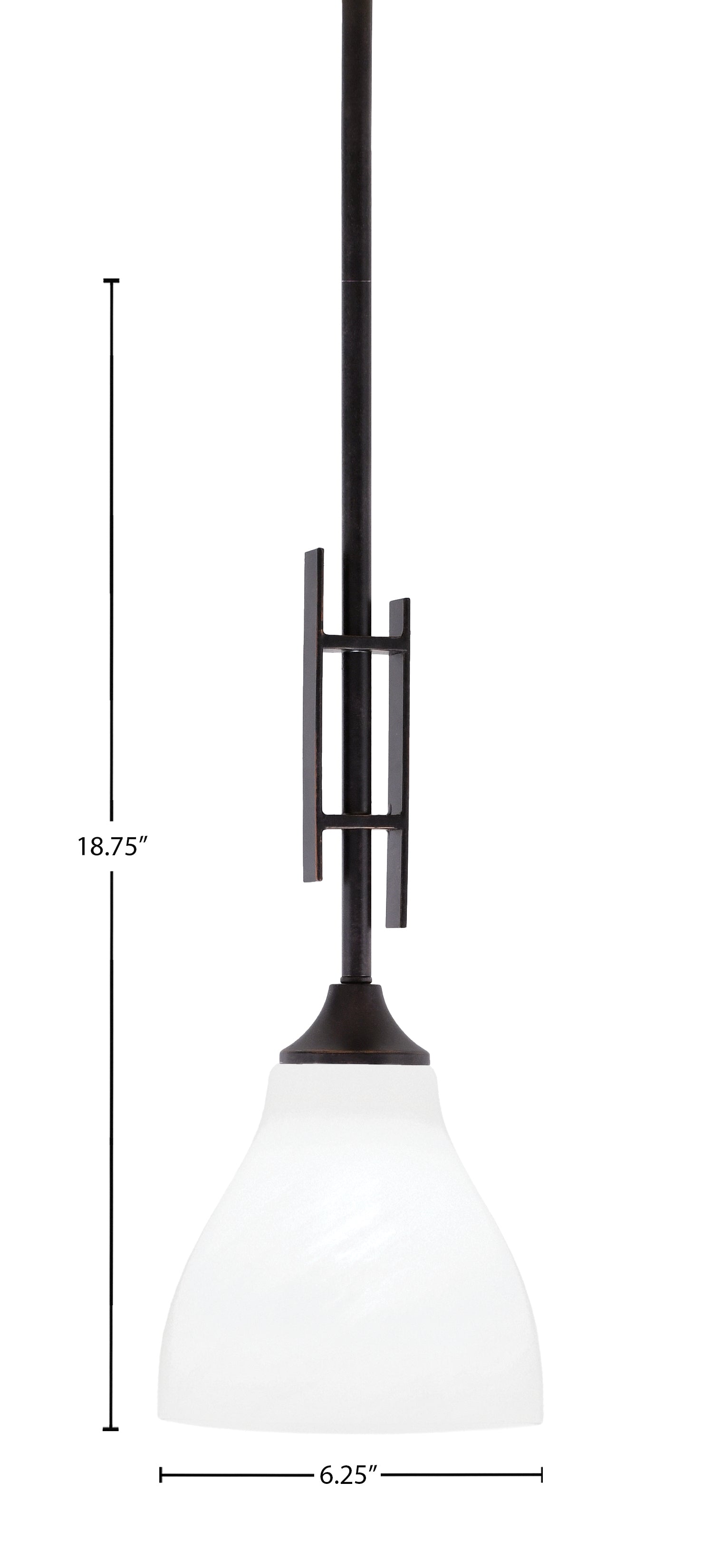 Uptowne One Light Mini Pendant in Dark Granite with 6.25" White Marble Shade