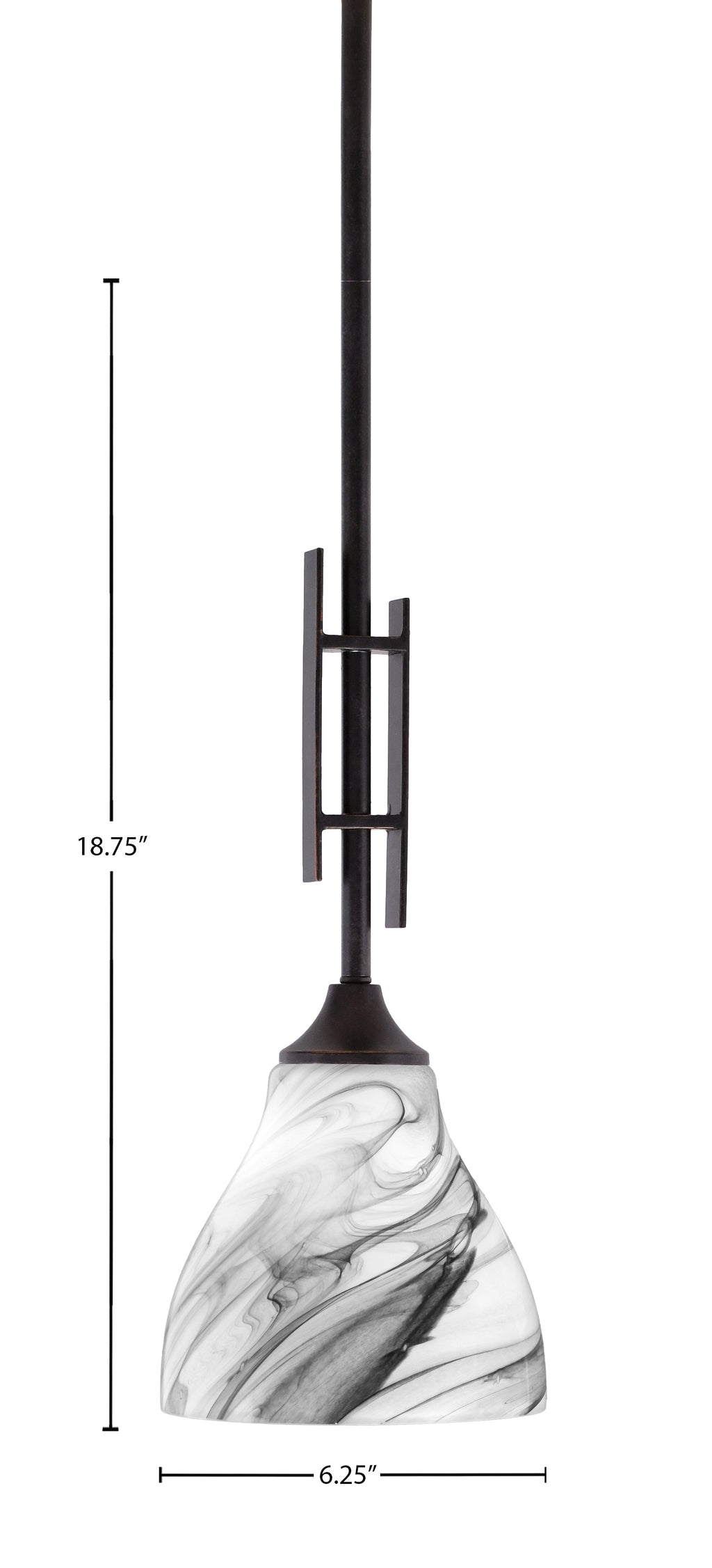 Uptowne One Light Mini Pendant in Dark Granite with 6.25" Onyx Swirl Shade