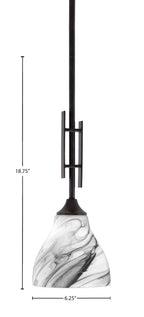 Uptowne One Light Mini Pendant in Dark Granite with 6.25" Onyx Swirl Shade