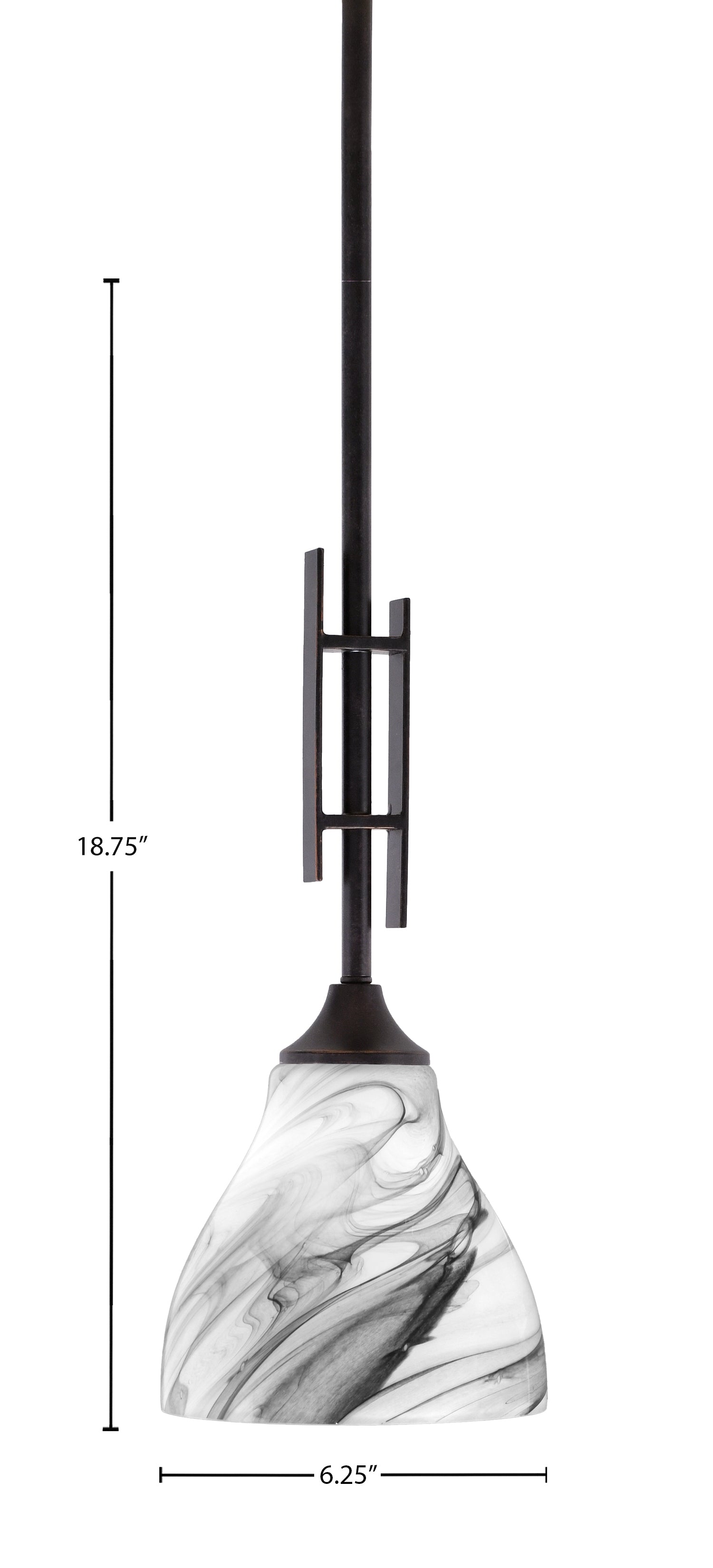 Uptowne One Light Mini Pendant in Dark Granite with 6.25" Onyx Swirl Shade