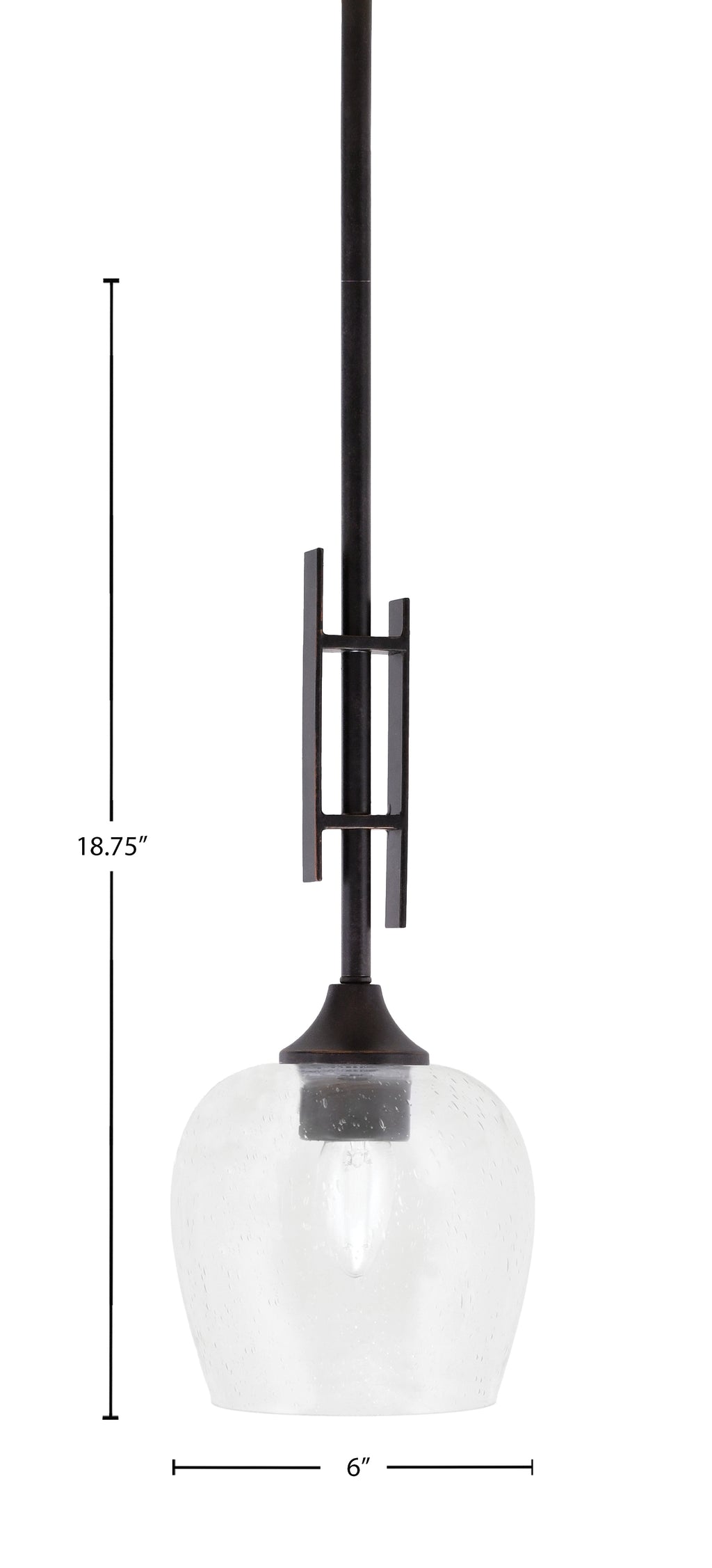 Uptowne One Light Mini Pendant in Dark Granite with 6" Clear Bubble Shade