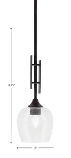 Uptowne One Light Mini Pendant in Dark Granite with 6" Clear Bubble Shade