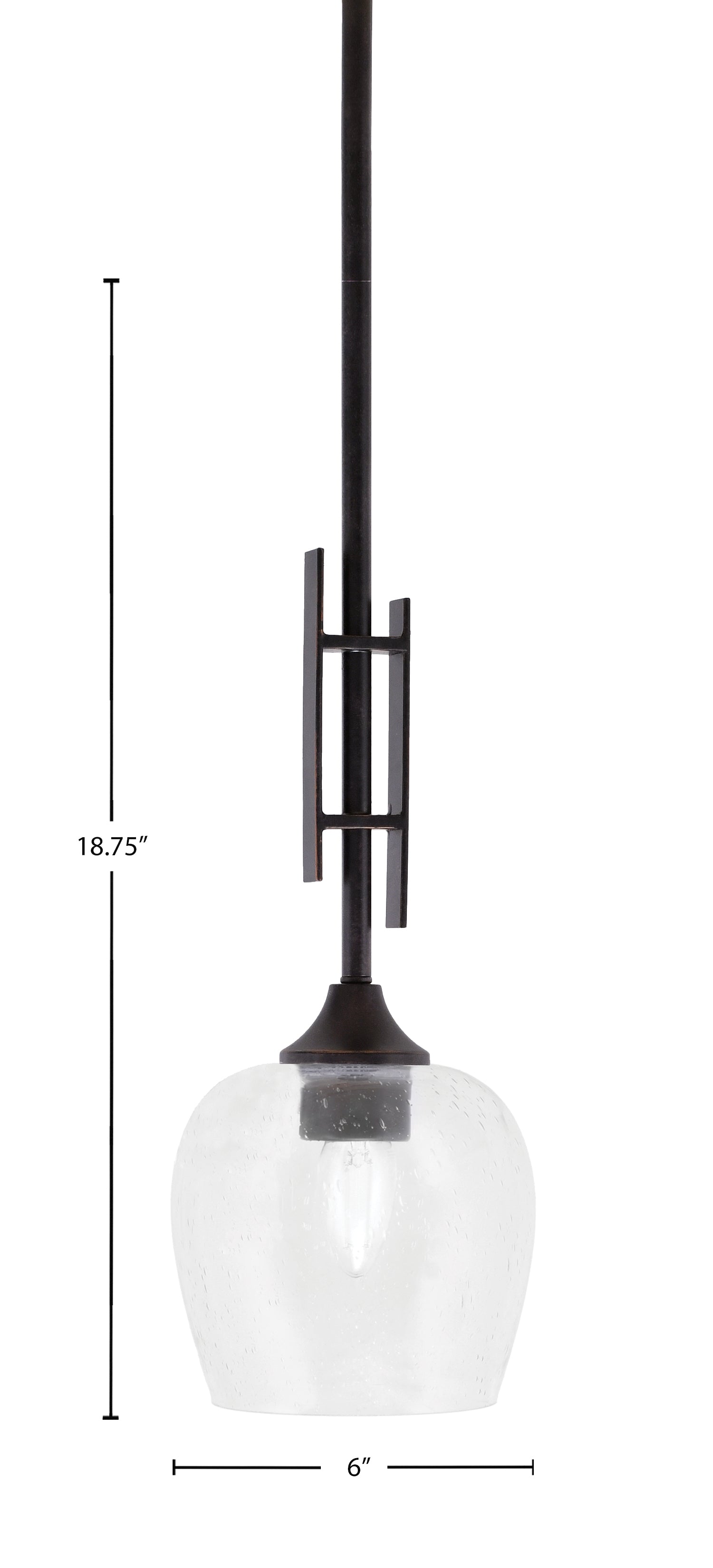 Uptowne One Light Mini Pendant in Dark Granite with 6" Clear Bubble Shade