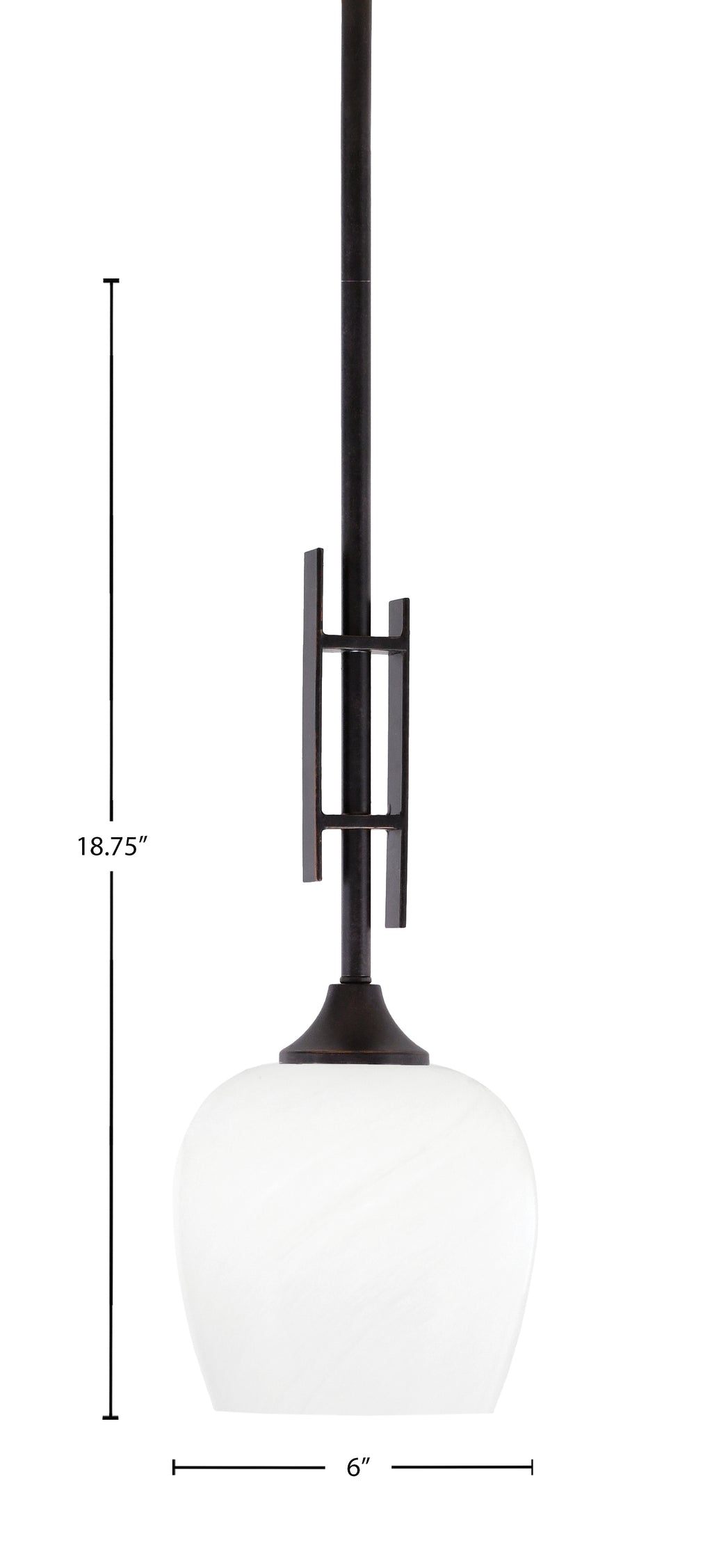 Uptowne One Light Mini Pendant in Dark Granite with 6" White Marble Shade
