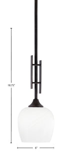 Uptowne One Light Mini Pendant in Dark Granite with 6" White Marble Shade