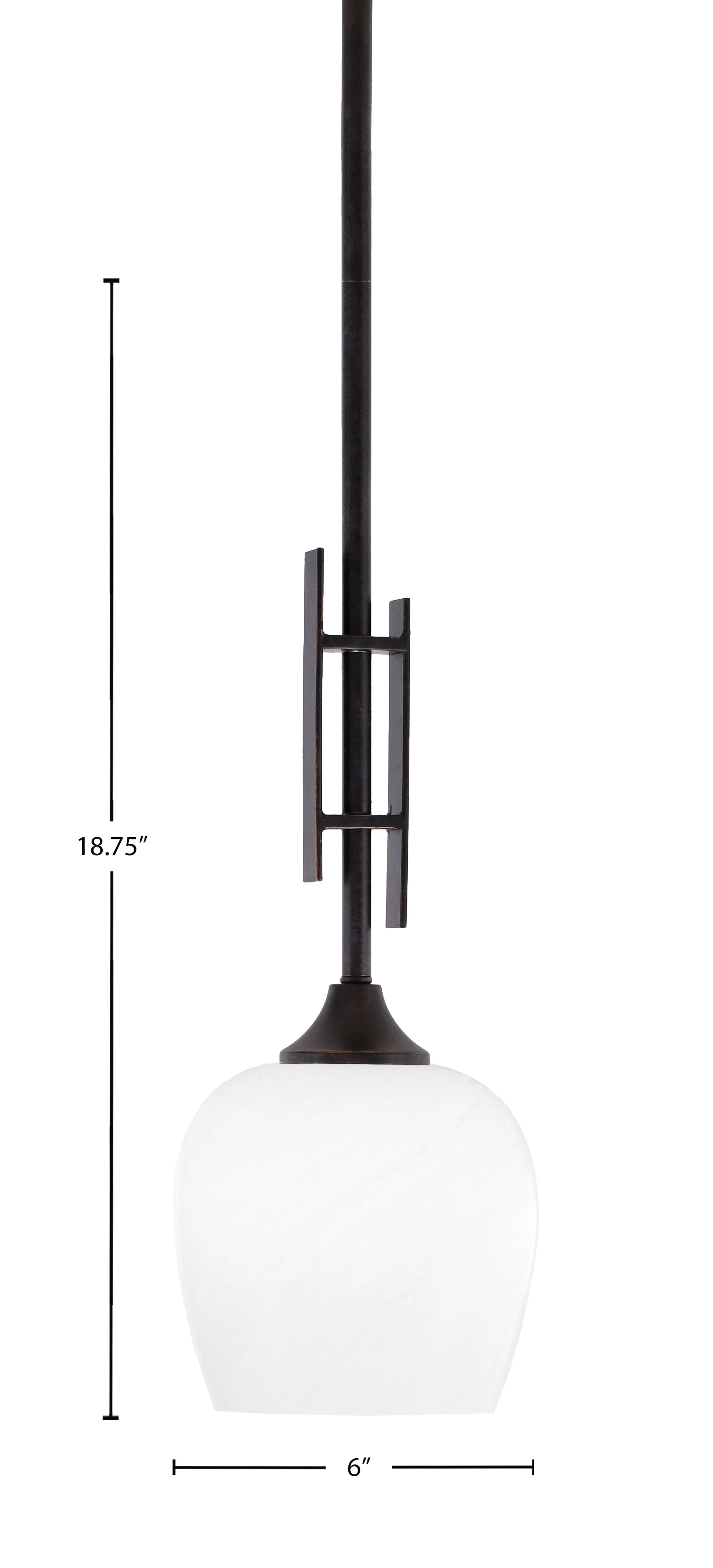 Uptowne One Light Mini Pendant in Dark Granite with 6" White Marble Shade