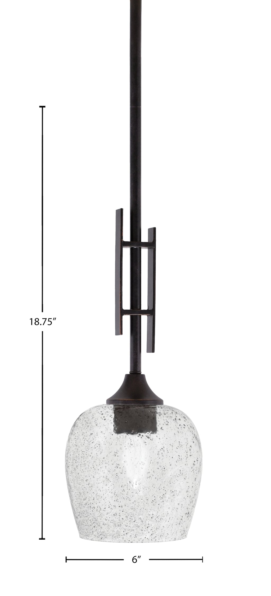 Uptowne One Light Mini Pendant in Dark Granite with 6" Smoke Bubble Shade
