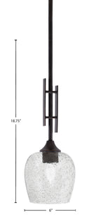 Uptowne One Light Mini Pendant in Dark Granite with 6" Smoke Bubble Shade