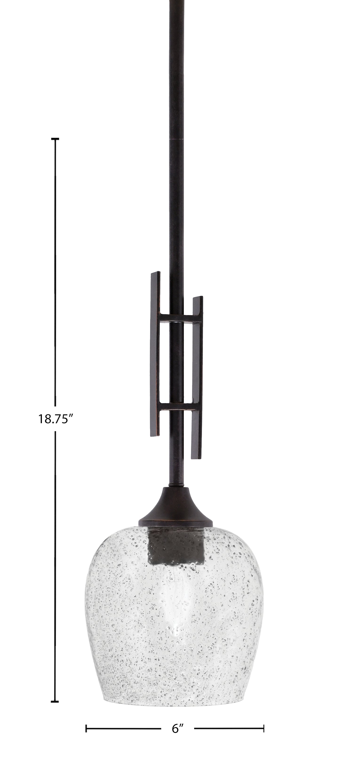 Uptowne One Light Mini Pendant in Dark Granite with 6" Smoke Bubble Shade