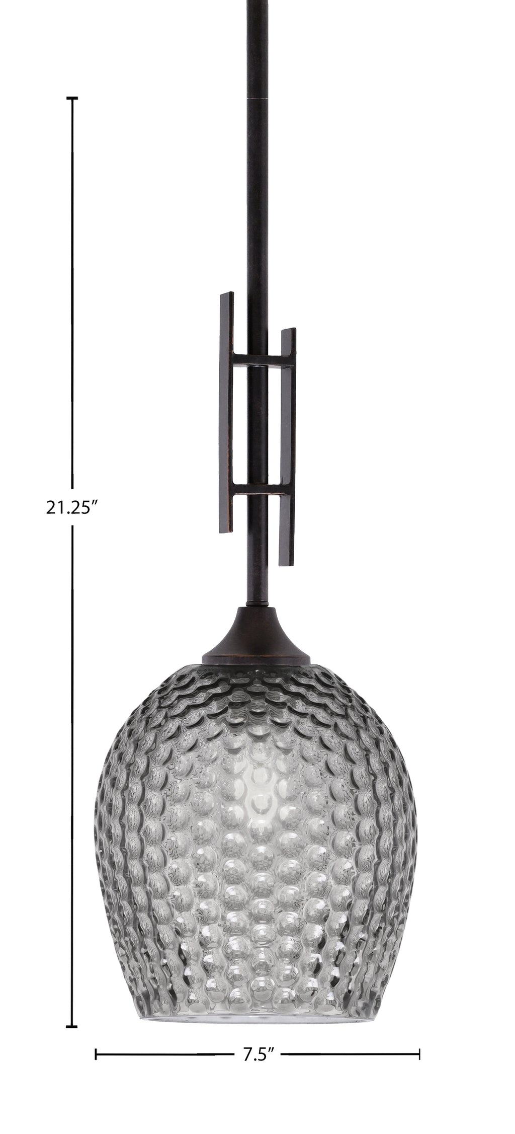 Uptowne One Light Mini Pendant in Dark Granite with 7.5" Smoke Textured Shade