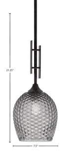 Uptowne One Light Mini Pendant in Dark Granite with 7.5" Smoke Textured Shade