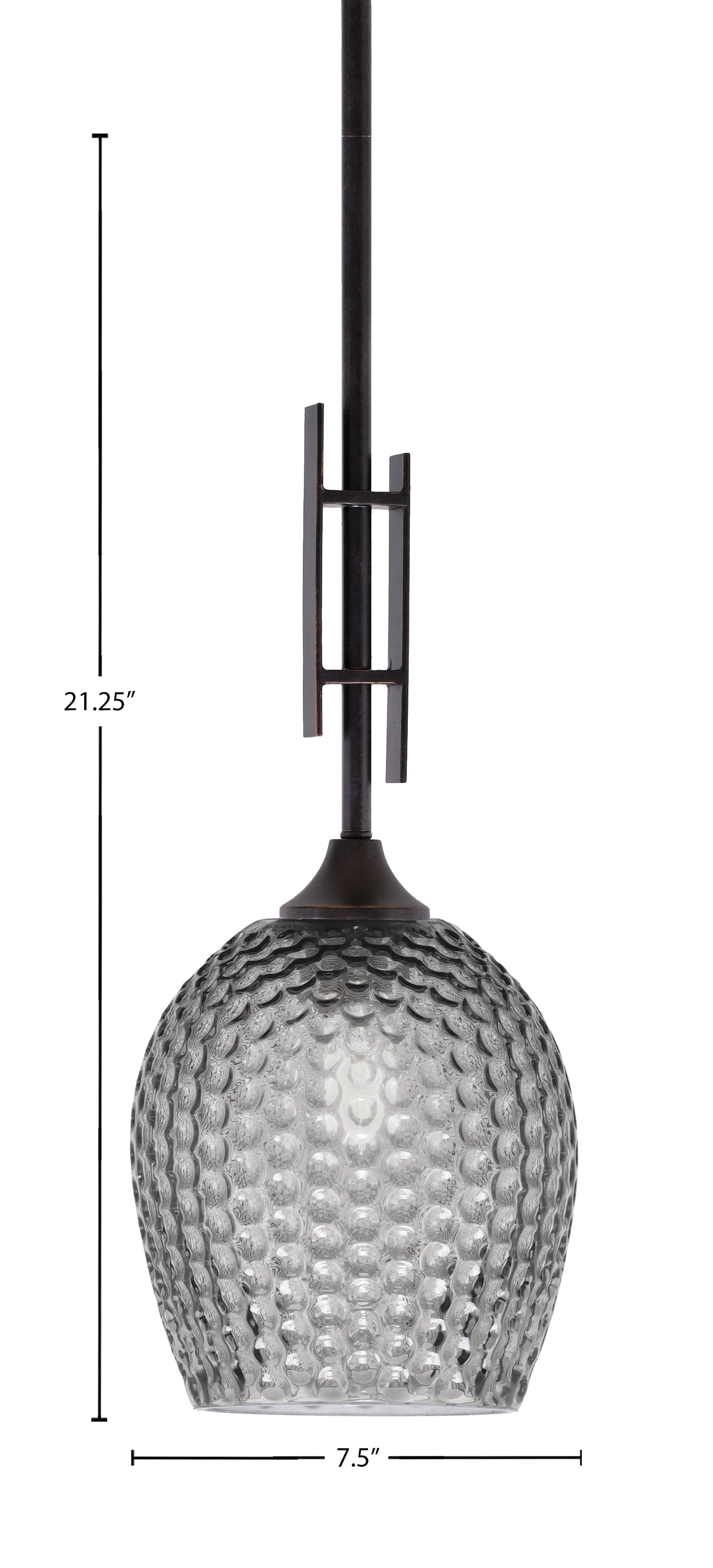 Uptowne One Light Mini Pendant in Dark Granite with 7.5" Smoke Textured Shade