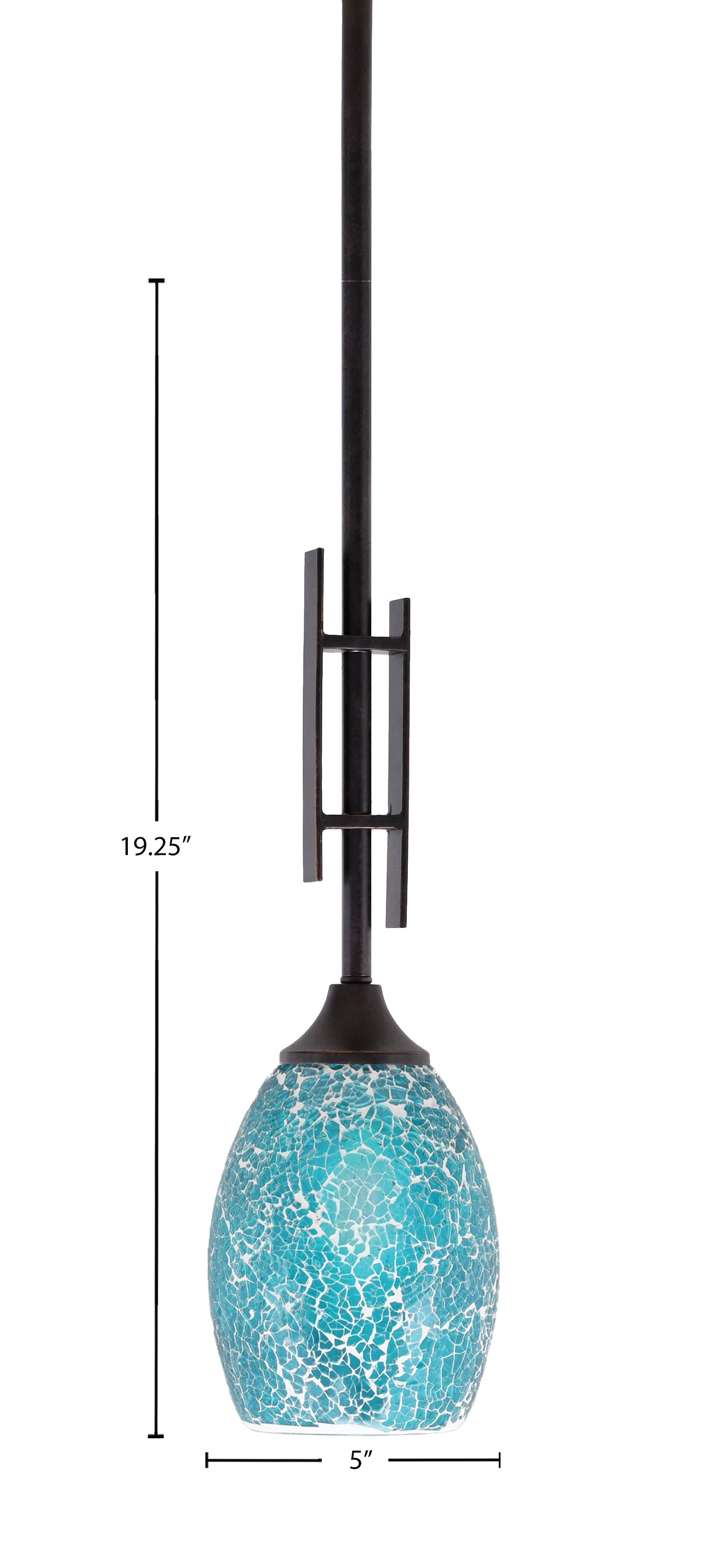 Uptowne One Light Mini Pendant in Dark Granite with 5" Turquoise Fusion Shade