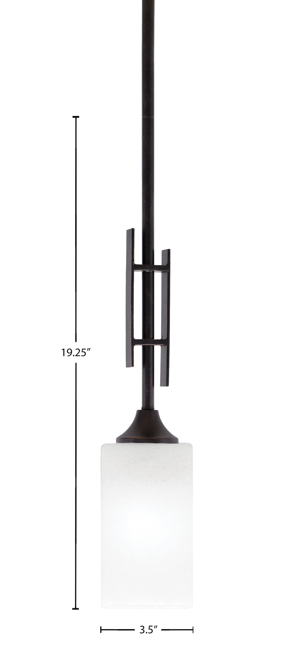 Uptowne One Light Mini Pendant in Dark Granite with 3.5" Square White Marble Shade