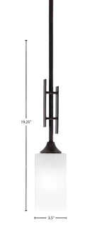 Uptowne One Light Mini Pendant in Dark Granite with 3.5" Square White Marble Shade