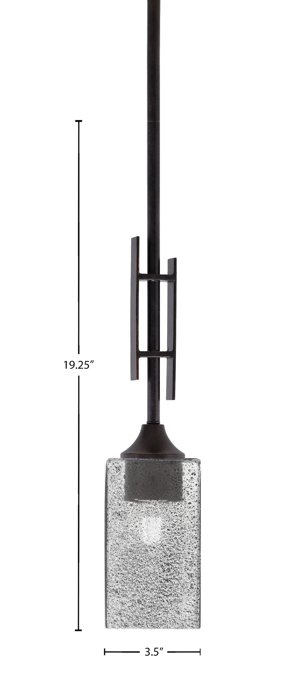 Uptowne One Light Mini Pendant in Dark Granite with 3.5" Square Smoke Bubble Shade