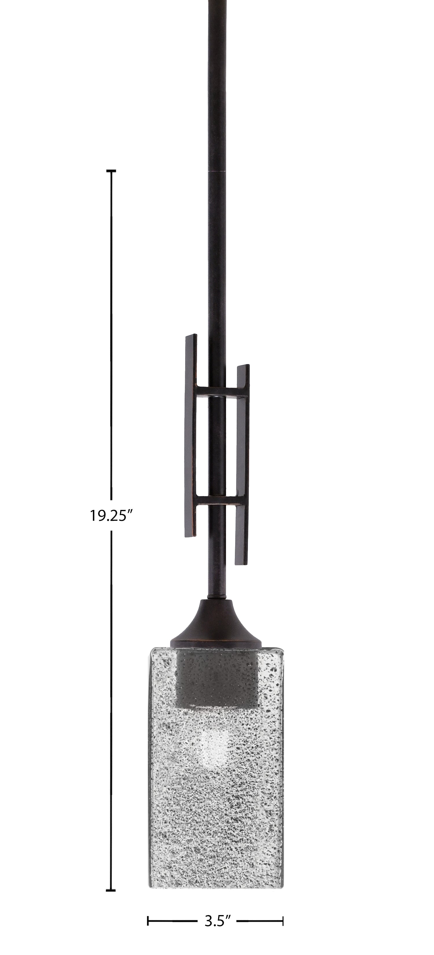 Uptowne One Light Mini Pendant in Dark Granite with 3.5" Square Smoke Bubble Shade