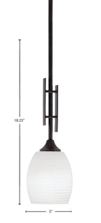 Uptowne One Light Mini Pendant in Dark Granite with 5" White Linen Shade