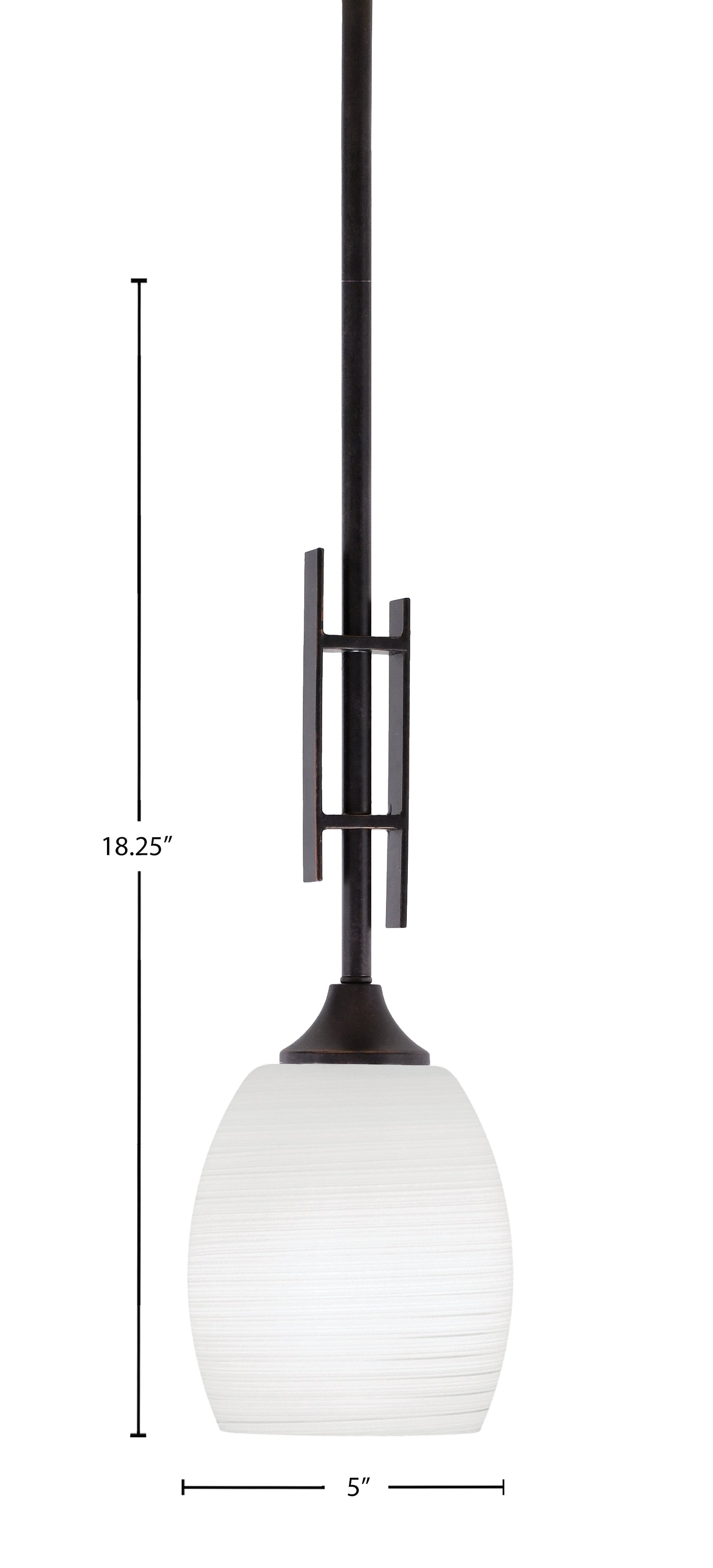 Uptowne One Light Mini Pendant in Dark Granite with 5" White Linen Shade