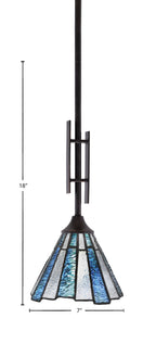 Uptowne One Light Mini Pendant in Dark Granite with 7" Sea Ice Art Glass Shade