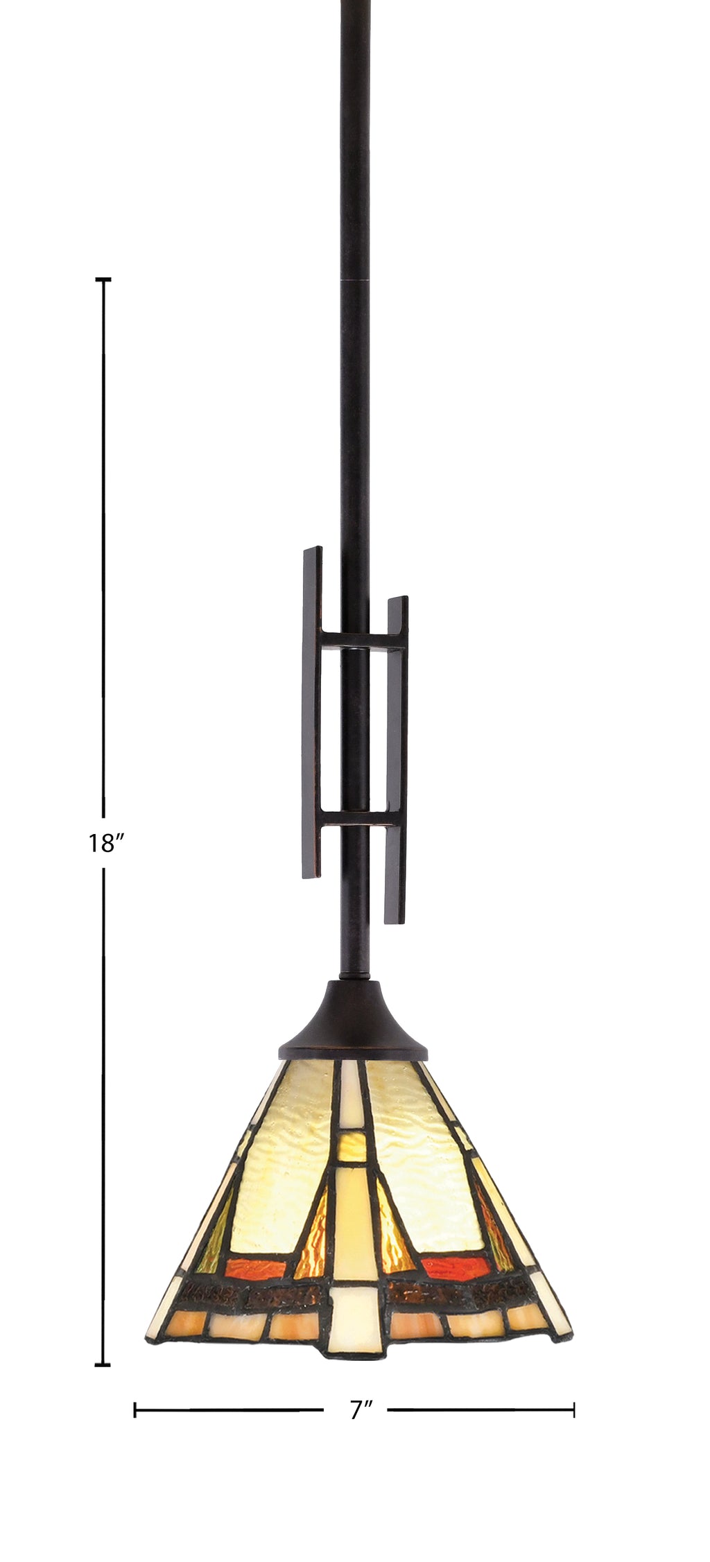 Uptowne One Light Mini Pendant in Dark Granite with 7" Zion Art Glass Shade