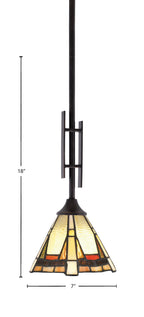 Uptowne One Light Mini Pendant in Dark Granite with 7" Zion Art Glass Shade