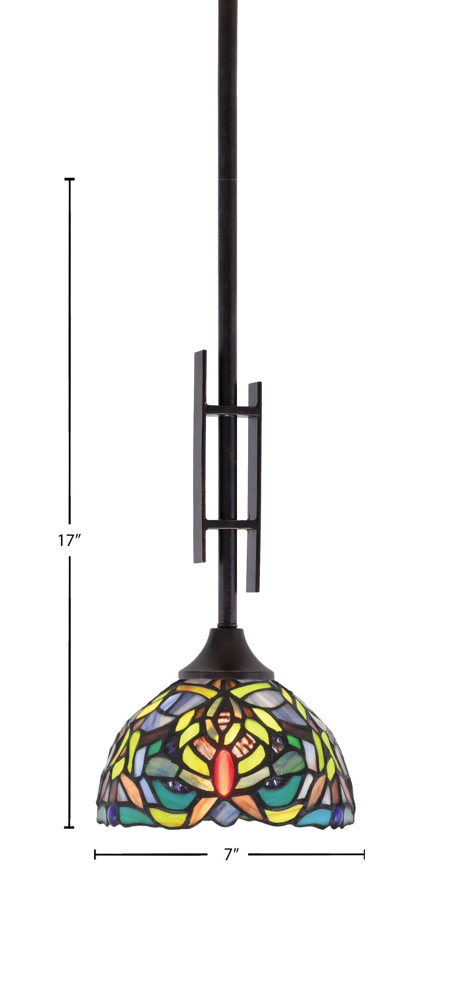 Uptowne One Light Mini Pendant in Dark Granite with 7" Kaleidoscope Art Glass Shade