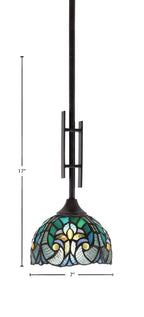 Uptowne One Light Mini Pendant in Dark Granite with 7" Turquoise Cypress Art Glass Shade