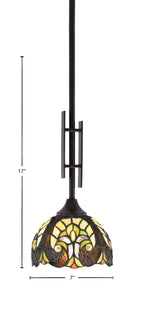 Uptowne One Light Mini Pendant in Dark Granite with 7" Ivory Cypress Art Glass Shade