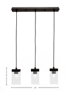 Nouvelle Three Light Cluster Pendalier in Espresso with 4" Square Clear Bubble Shade