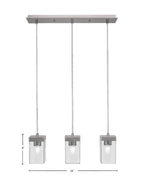Nouvelle Three Light Cluster Pendalier in Graphite with 4" Square Clear Bubble Shade