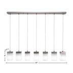 Nouvelle Seven Light Linear Pendalier in Graphite with 4" Square White Muslin Shade
