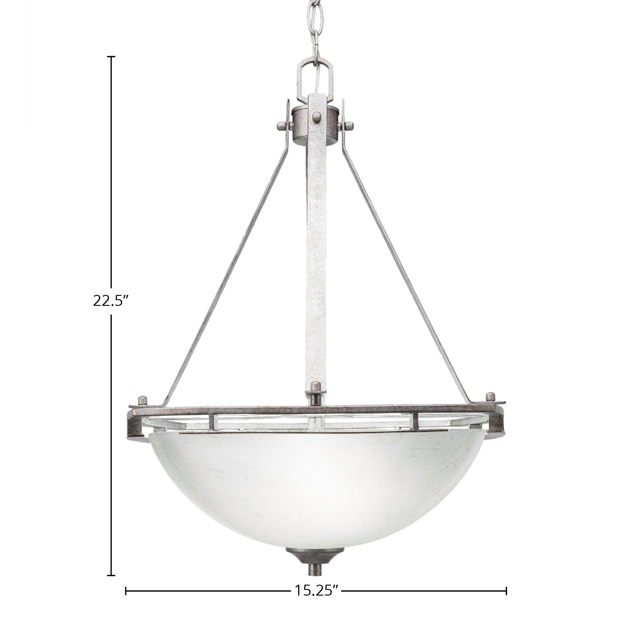 Uptowne Three Light Pendant in Aged Silver with 13.5" White Muslin Shade