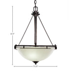 Uptowne Three Light Pendant in Dark Granite with 13.5" White Muslin Shade