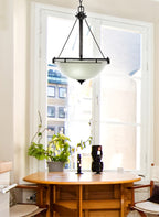 Uptowne Three Light Pendant in Dark Granite with 13.5" White Muslin Shade