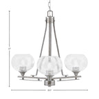 Uptowne Three Light Chandelier in Aged Silver with 7" Clear Bubble Shade