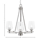 Uptowne Three Light Chandelier in Aged Silver with 5" Clear Bubble Shade