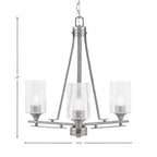 Uptowne Three Light Chandelier in Aged Silver with 4" Clear Bubble Shade