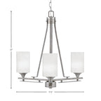 Uptowne Three Light Chandelier in Aged Silver with 4" White Marble Shade