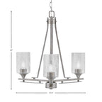 Uptowne Three Light Chandelier in Aged Silver with 4" Smoke Bubble Shade