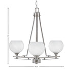 Uptowne Three Light Chandelier in Aged Silver with 5.75" White Marble Shade