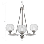 Uptowne Three Light Chandelier in Aged Silver with 5.75" Smoke Bubble Shade