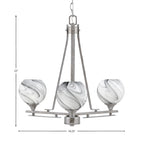 Uptowne Three Light Chandelier in Aged Silver with 5.75" Onyx Swirl Shade