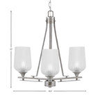 Uptowne Three Light Chandelier in Aged Silver with 5" Clear Textured Shade
