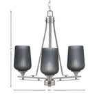 Uptowne Three Light Chandelier in Aged Silver with 5" Smoke Textured Shade